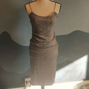 Sexy ribbed spaghetti strap knee length fitted Party dress juniors L